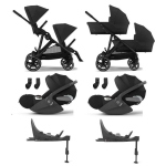 Cybex 4 in 1 Gemellare Gazelle S BLK Moon Black con Isofix