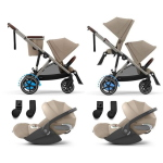 Cybex Gemellare e-Gazelle S TPE Almond Beige con 2 Cloud T Plus