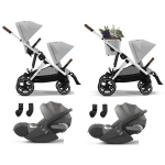 Cybex Gemellare Gazelle S SLV Stone Grey con 2 Cloud T i-Size