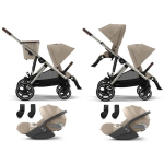 Cybex Gemellare Gazelle S TPE Almond Beige con 2 Cloud T Plus