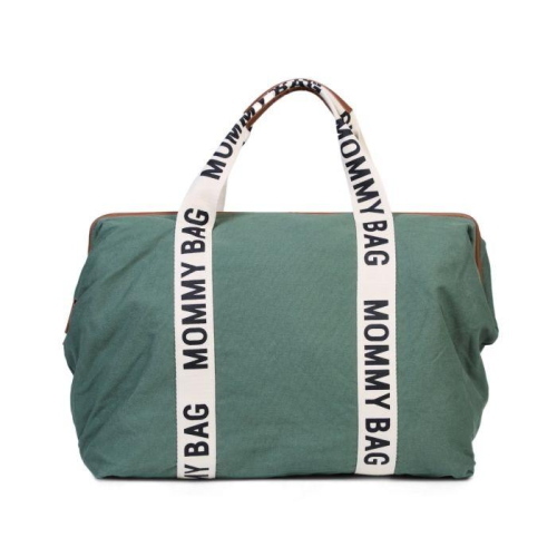 Childhome Borsa Mommy Bag Signature Canvas Verde 