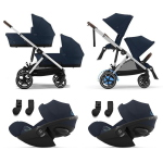 Cybex Trio Gemellare e-Gazelle S SLV Ocean Blue con Cloud G Plus i-Size