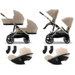 Cybex Trio Gemellare Gazelle S Almond Beige con Cloud G3 Plus i-Size