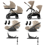 Cybex 4 in 1 Gemellare Gazelle S TPE Almond Beige con Isofix
