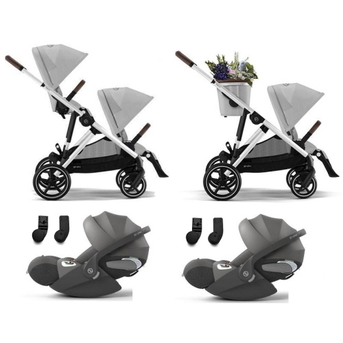 Cybex Gemellare Gazelle S SLV Stone Grey con 2 Cloud T i-Size