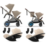 Cybex Gemellare e-Gazelle S TPE Almond Beige con 2 Cloud G3 Plus