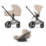 Cybex Trio Priam Comfort Matt Black-Cozy Beige con Cloud T Plus