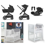Kit Nascita Neonato Trio Cybex EOS Moon Black e Culla Lettino Glam 9x1