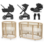 Kit Nascita Neonato Trio EOS Lux Moon Black e Stokke Sleepi V3 Natural