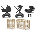 Kit Nascita Neonato Trio Cybex EOS Lux Moon Black e Stokke Sleepi V3 Natural
