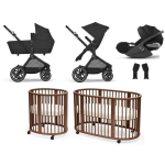 Kit Nascita Neonato Trio EOS Lux Moon Black e Sleepi V3 Warm Brown