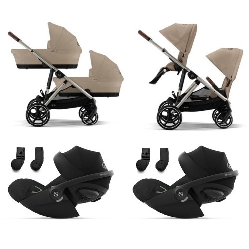 Cybex Trio Gemellare Gazelle S Almond Beige con Cloud G3 i-Size