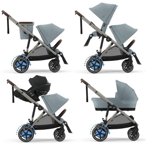 Cybex Trio Fratellare e-Gazelle S Stormy Blue con Cloud G3 i-Size
