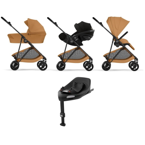 Cybex 4 in 1 Melio Carbon Cinnamon Yellow con Cloud G3 I-Size e Isofix