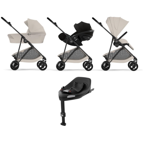 Cybex 4 in 1 Melio Carbon Dune Grey con Cloud G3 I-Size e Isofix