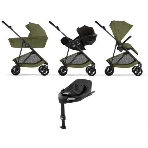 Cybex 4 in 1 Melio Carbon Moss Green con Cloud G3 I-Size e Isofix