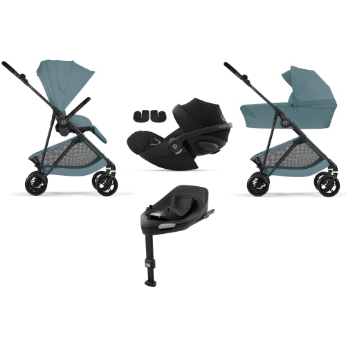 Cybex 4 in 1 Melio Carbon Stormy Blue con Cloud G3 I-Size e Isofix