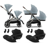 Cybex Trio Gemellare Gazelle S Stormy Blue con Cloud G3 i-Size
