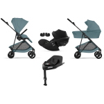 Cybex 4 in 1 Melio Carbon Stormy Blue con Cloud G3 I-Size e Isofix