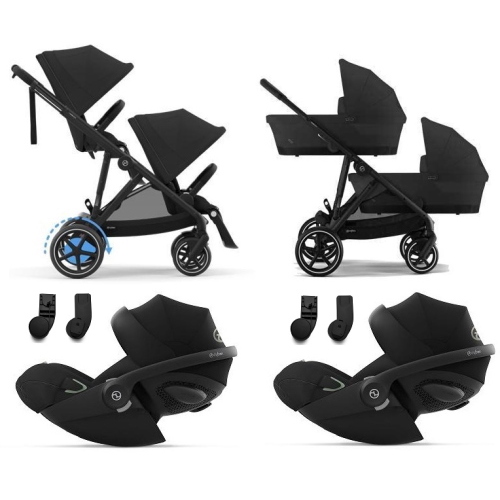 Cybex Trio Gemellare e-Gazelle S Moon Black con Cloud G3 i-Size
