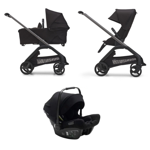Bugaboo Trio Dragonfly Graphite Midnight Black con Turtle Air