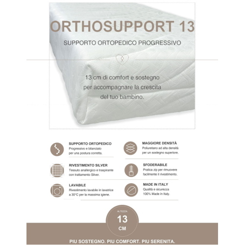 Materasso Orthosupport 13 Ortopedico Anallergico 125x60 cm H13