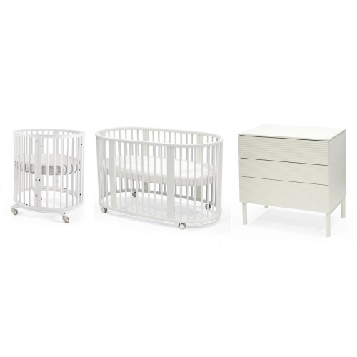 Stokke Cameretta Sleepi V3 White con lenzuolini, materassi e cassettiera