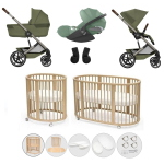 Kit Nascita Neonato Trio Cybex Balios Moss Green con Stokke Sleepi V3 Natural
