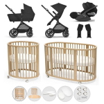 Kit Nascita Neonato Trio EOS Lux Moon Black e Stokke Sleepi V3 Natural