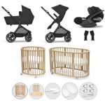 Kit Nascita Neonato Trio Cybex EOS Lux Moon Black e Stokke Sleepi V3 Natural