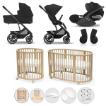 Kit Neonato Trio Cybex Balios S Lux Moon Black e Stokke Sleepi V3 Natural
