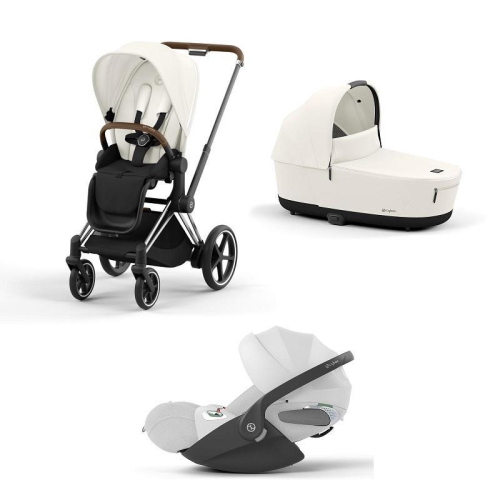 Cybex Trio ePriam Off White-Chrome Brown con Cloud T Plus I-Size
