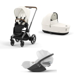 Cybex Trio ePriam Off White-Chrome Brown con Cloud T Plus I-Size