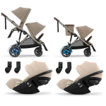 Cybex Gemellare e-Gazelle S TPE Almond Beige con 2 Cloud G3 i-Size