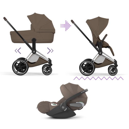 Cybex Trio ePriam Style Chrome-Coconut Brown con Cloud T I-Size