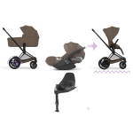 Cybex 4 in 1 ePriam Comfort Matt Black-Coconut Brown con Cloud T I-Size