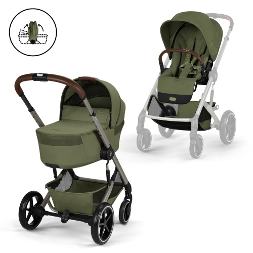 Cybex Trio Balios Moss Green con Navicella Richiudibile e Cloud T I-Size Plus