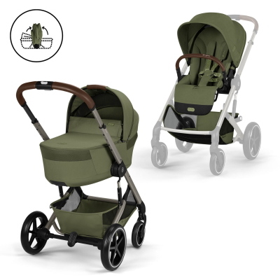Cybex Trio Balios Moss Green con Navicella Richiudibile e Cloud T I-Size Plus