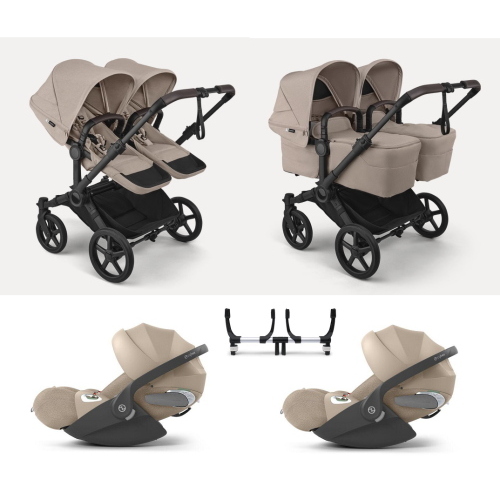 Bugaboo Trio Gemellare Donkey 6 Desert Taupe con Cloud T Plus i-Size