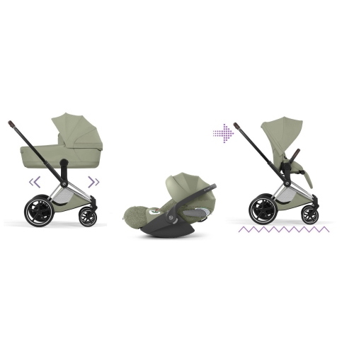 Cybex Trio ePriam Style Chrome-Sage Green con Cloud T Plus
