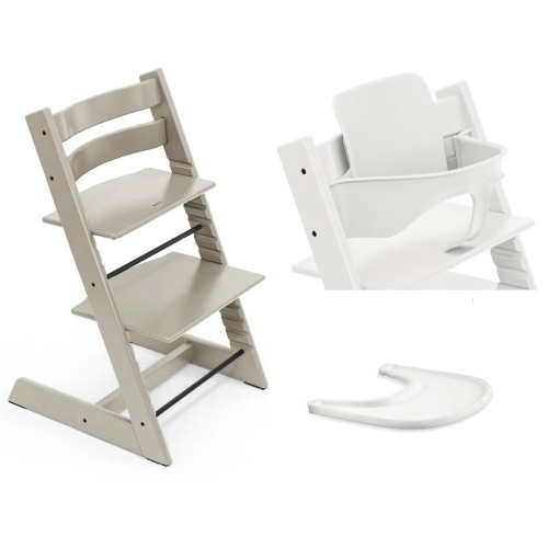 Stokke Seggiolone Tripp Trapp 3 in 1 Cashmere Grey-white con vassoio