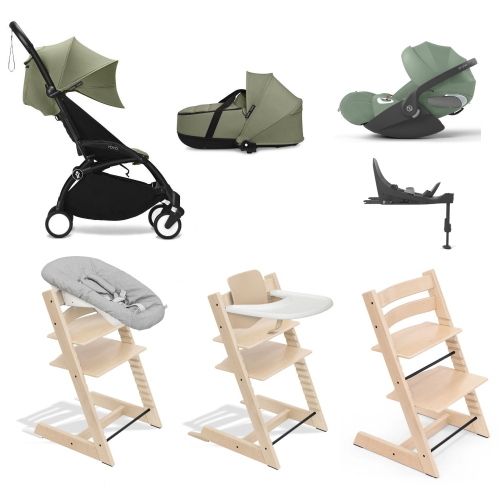 Kit Nascita neonato Trio Yoyo 3 con isofix e kit Tripp Trapp