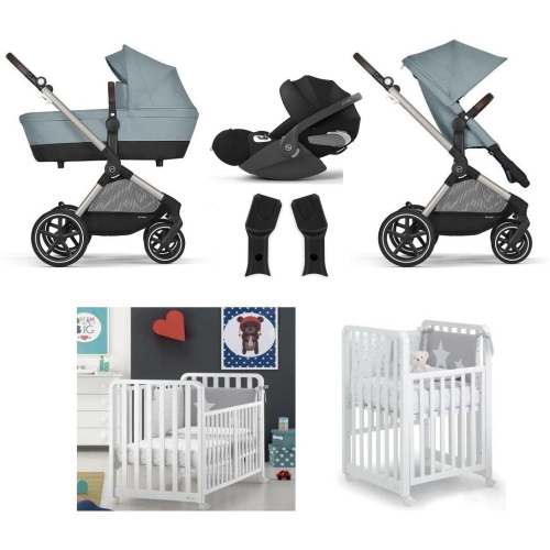 Kit Nascita Neonato Trio Cybex EOS Stormy Blue e Culla Lettino Glam 9x1