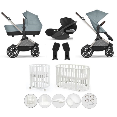 Kit Nascita Neonato Trio Cybex EOS Lux Stormy Blue e Stokke Sleepi V3 White