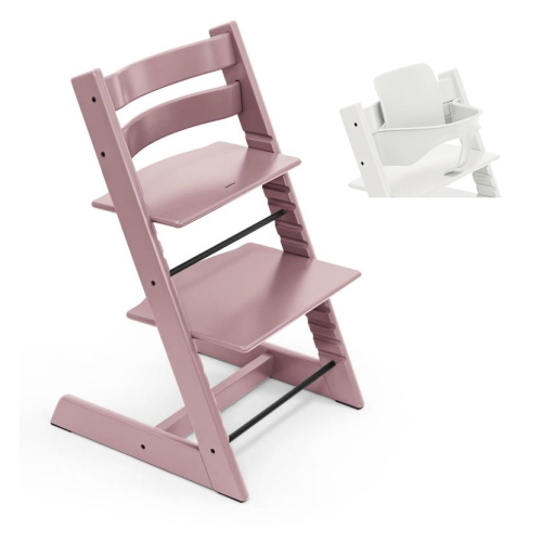 Stokke Seggiolone Tripp Trapp 2 in 1 Heather Mauve con Baby Set white