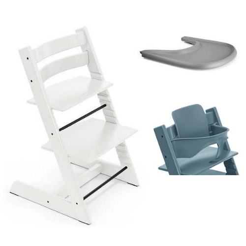 Stokke Seggiolone Tripp Trapp 3 in 1 White con vassoio