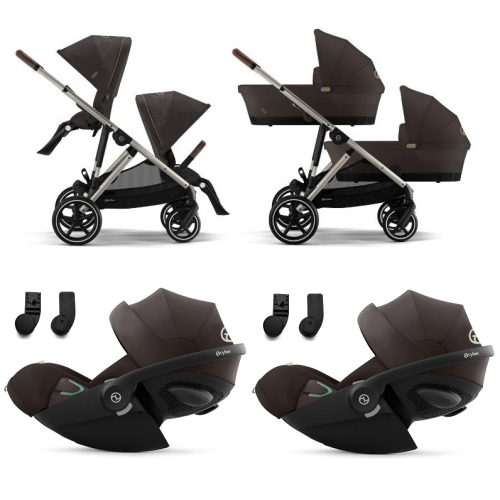 Cybex Trio Gemellare Gazelle S Chocolate Brown con Cloud G3 I-Size Plus