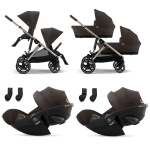 Cybex Trio Gemellare Gazelle S Chocolate Brown con Cloud G3 I-Size Plus