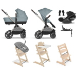 Set Nascita Neonato Cybex 4 in 1 Eos Lux con Isofix e Tripp Trapp 4 in 1
