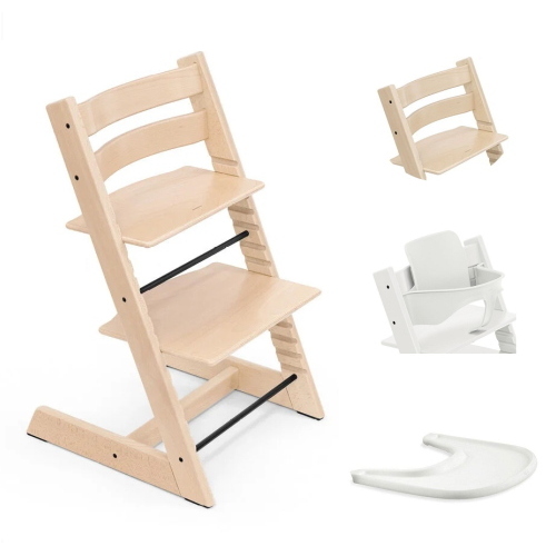 Stokke Seggiolone Tripp Trapp 3 in 1 Natural-White con vassoio